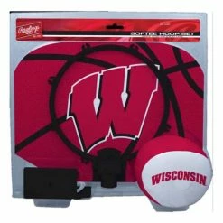 Cheapest 🔔 College Golf & Sports Equipment Rawlings Wisconsin Badgers Slam Dunk Hoop Set 🛒